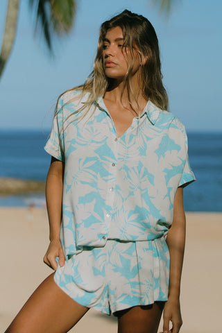 Molokai Printed Short-Sleeve Shirt Dress-Molokai