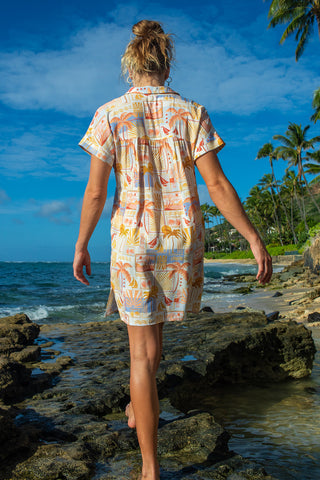 Postcard Shirt Dress Cover Up With Back Rushing-Postcard