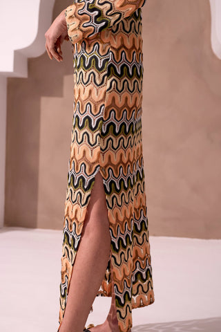 SANTORINI Open Crochet Boho Long Sleeves Maxi Dress-Santorini