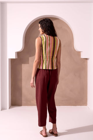 CABANA Soft Linen Double Tie Front Peplum Blouse-Cabana
