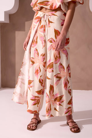 SAVANNAH Soft Linen Wide-Leg Tie-Front Wrap Pants-Savannah