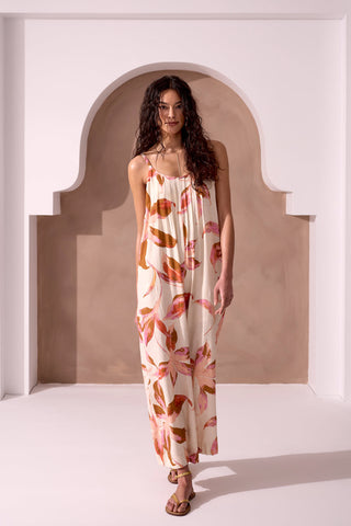 SAVANNAH Soft Linen V-Back Wide-Leg Jumpsuit-Savannah