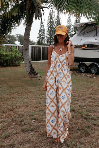 Seascape Braided Straps Elastic Waist Jumpsuit-Seascape