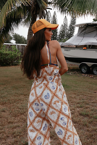 Seascape Braided Straps Elastic Waist Jumpsuit-Seascape