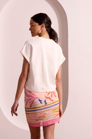 Sequin Appliqué Dolman Sleeve Crew Neck Tee-Eggshell