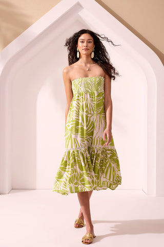 KEY LARGO WEAR TWO WAYS Smocked Strapless Midi Dress-Key largo