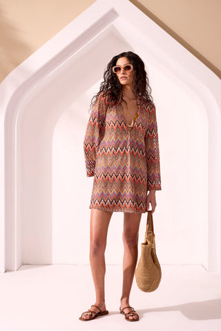 KEY HAVEN Open Crochet Knit Tunic Coverup Dress-Key haven