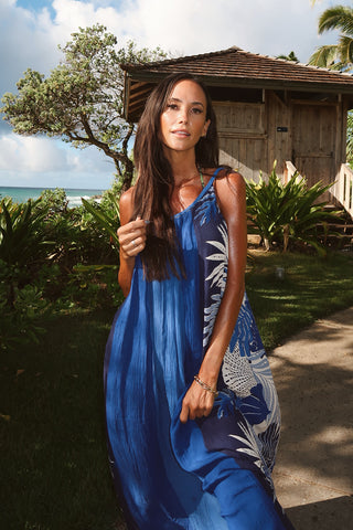 Aloha Wear 2 Ways Crinkled Crêpe Color Block Maxi Dress-Carolina