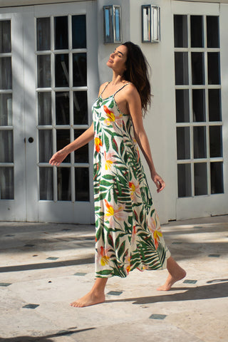Koloa Printed Braided-Strap Maxi Dress With Pockets-Koloa