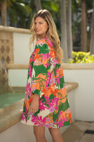 Cartagena Printed Puff Sleeve Gauze Dress-Cartagena