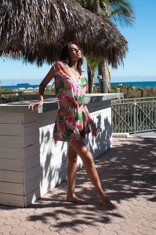 Cartagena Printed Pull-On Flat Front Short With Pleats & Pockets-Cartagena