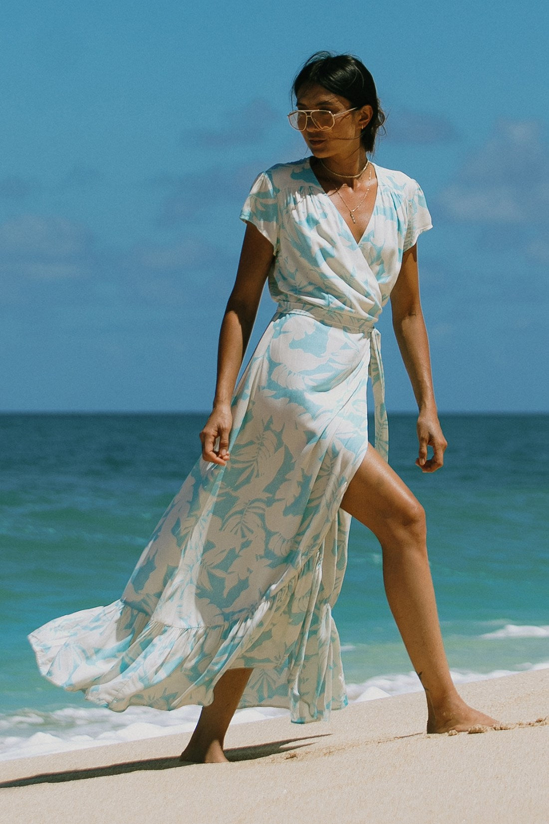Molokai Wrap Maxi Dress With Short Sleeves-Molokai - L Molokai Wrap Maxi Dress With Short Sleeves-Molokai - L