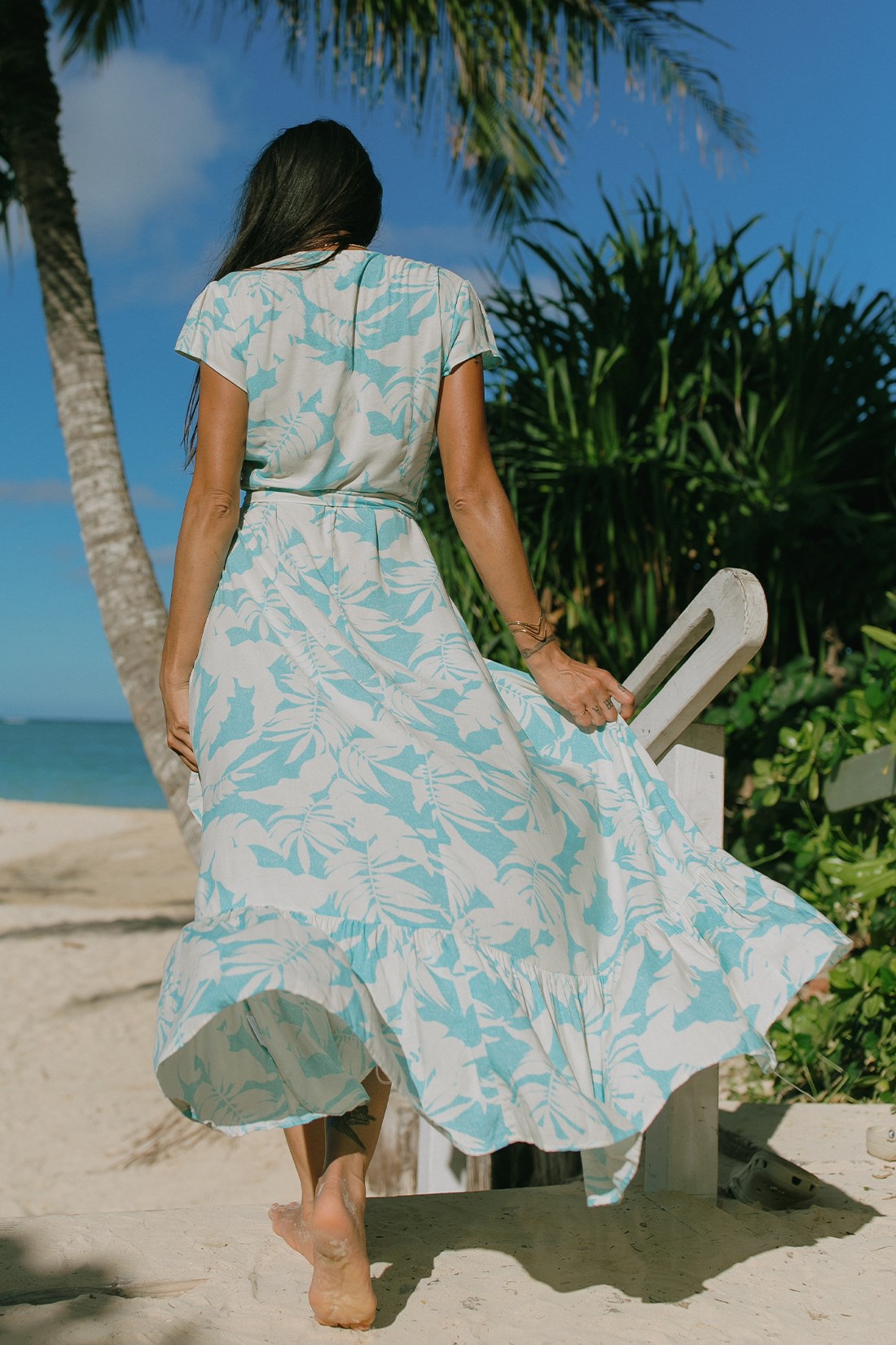 Molokai Maxi Wrap Dress with Flutter Sleeves-Molokai - L Molokai Maxi Wrap Dress with Flutter Sleeves-Molokai - L