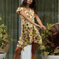 Yellow Floral Wrap Mini Dress
